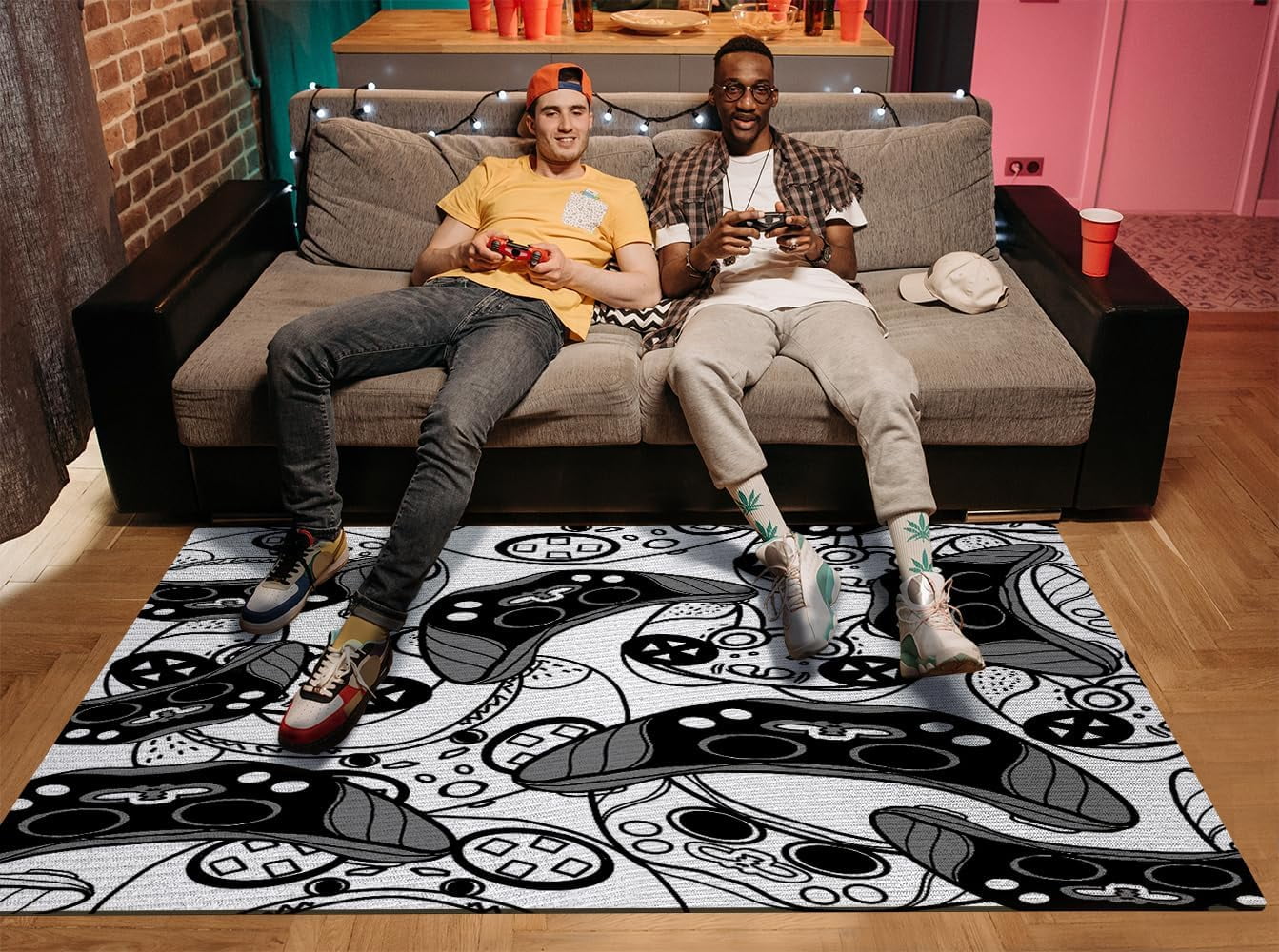 Gaming Area Rugs Gamer Player Rug for Boys Room Decor Teens 3D Video Game Controller Room Mat Carpet Decor for Bedroom Living Room Playroom Carpet Green (59"x39") - Image 4