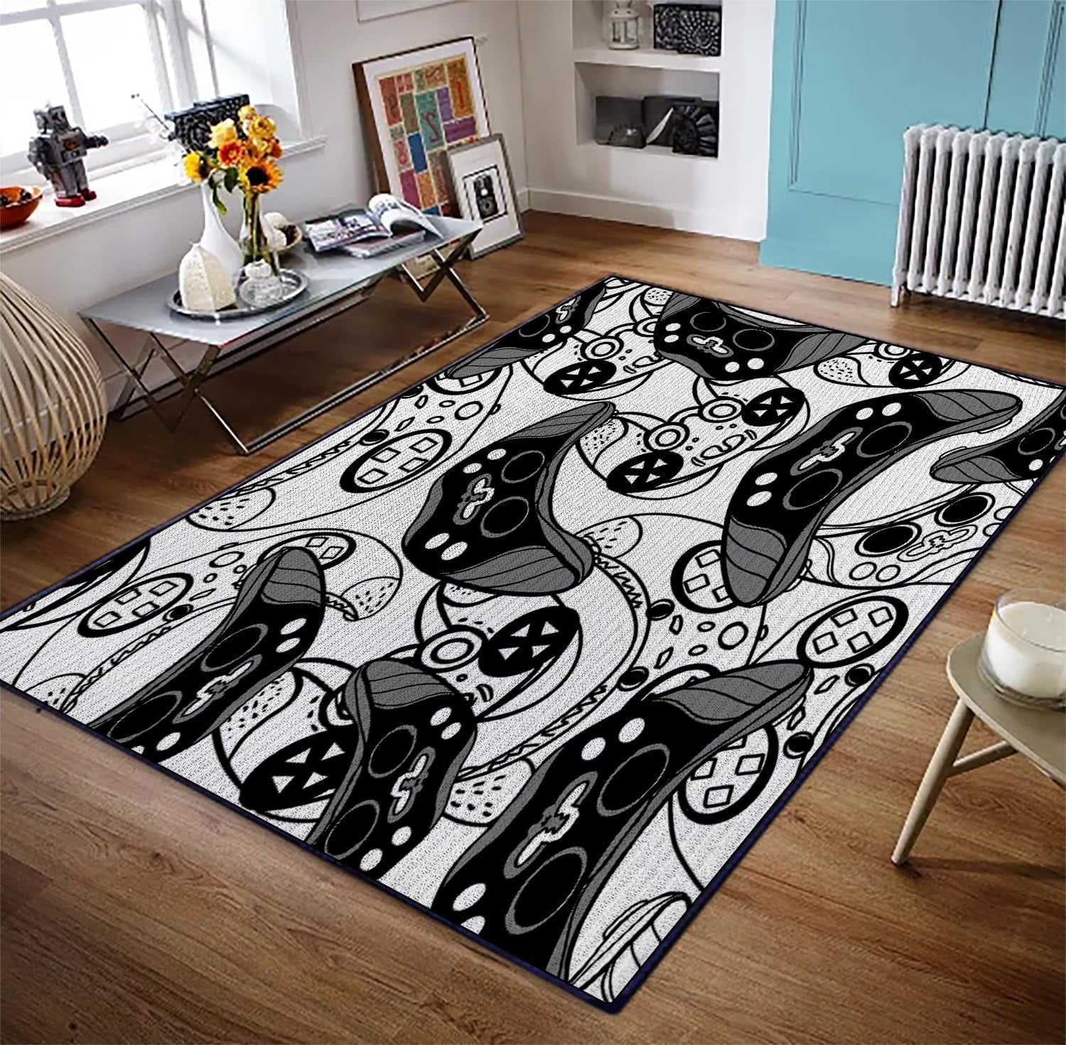 Gaming Area Rugs Gamer Player Rug for Boys Room Decor Teens 3D Video Game Controller Room Mat Carpet Decor for Bedroom Living Room Playroom Carpet Green (59"x39") - Image 5