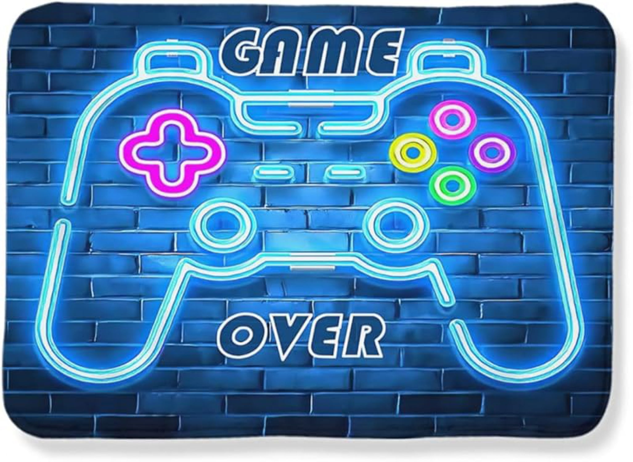 Gaming Rug for Kids Boy Bedroom Gamer Area Carpet 3D Neon Game Cool Blue Blacklight Living Room Game Room Large Area Rug Teen Boy Room Decor Non- Comfy Floor Mat - Image 7