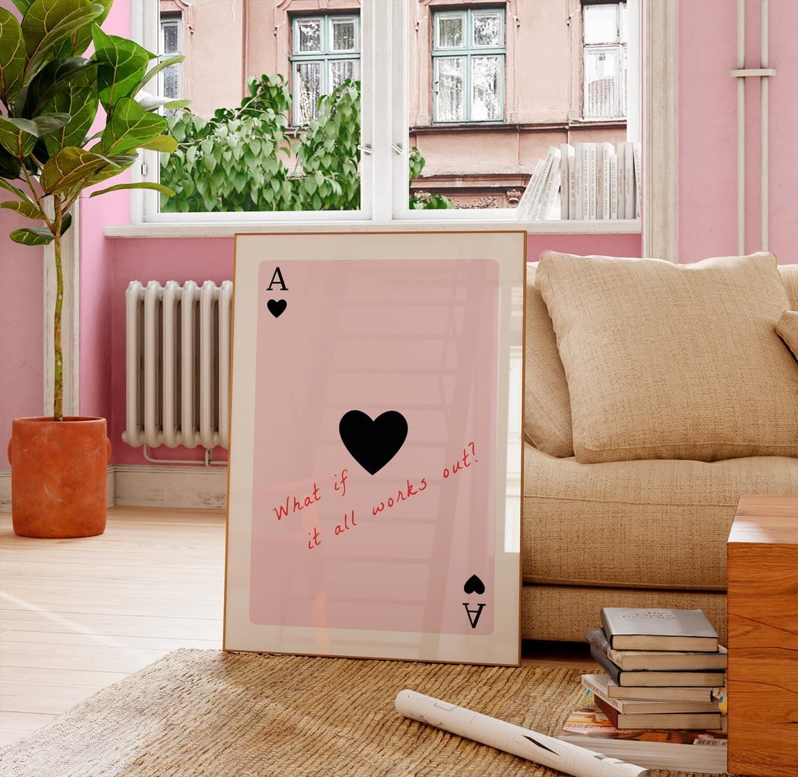 What If It All Works Out, Ace Of Hearts Print, Teen Girl Room Decor, Playing Poster, Gift For Her, Preppy Dorm Decor, Cute Girl Decor UNFRAMED