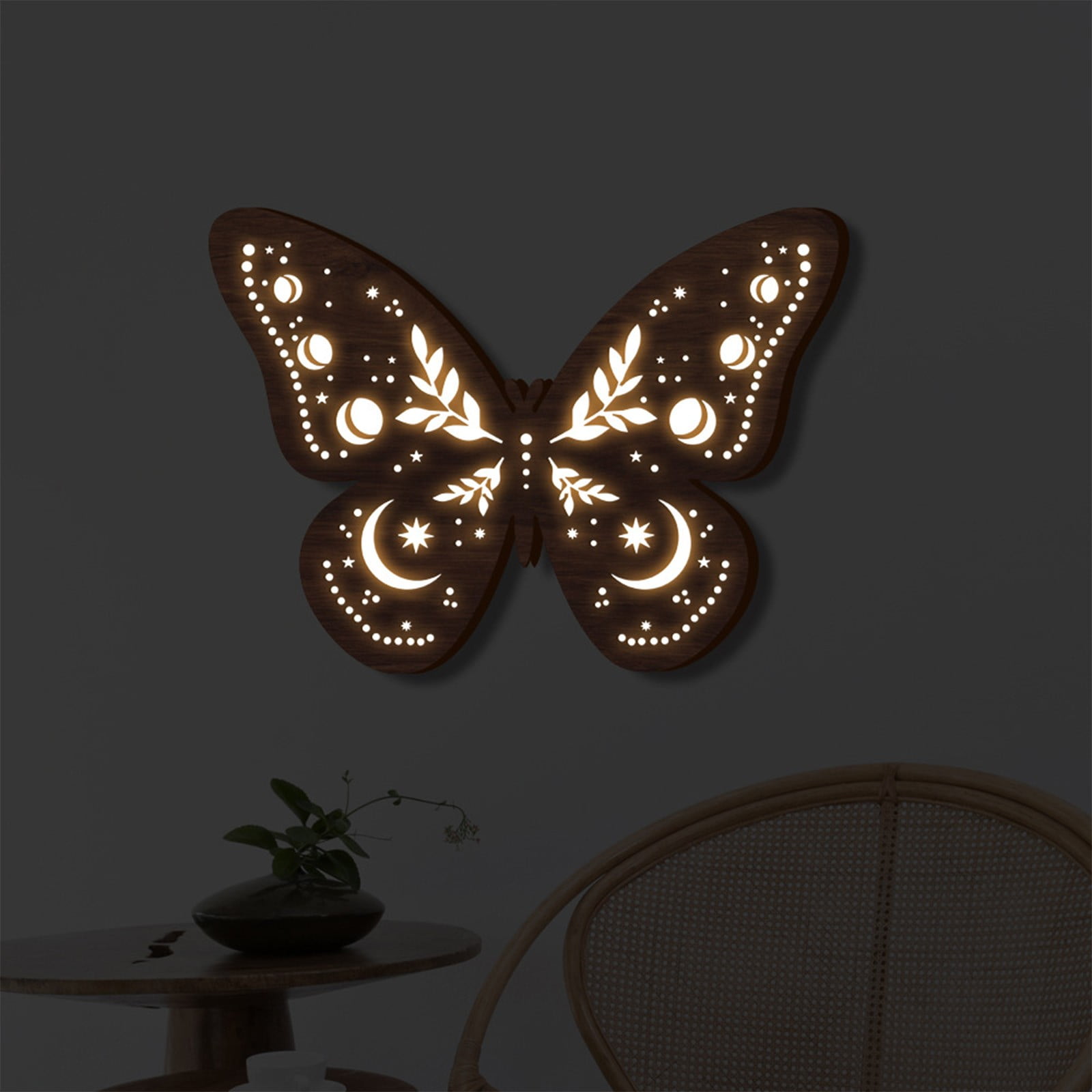 AuroraX Led Wall Lights,Battery Operated Indoor Butterfly Moon Light Night Light Room Hanging Home Wall Decor Birthday Gifts for Teen Girl Boy