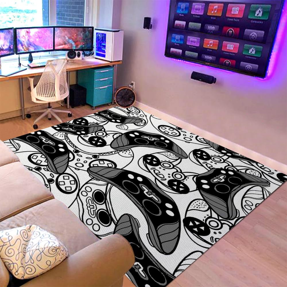 Gaming Area Rugs Gamer Player Rug for Boys Room Decor Teens 3D Video Game Controller Room Mat Carpet Decor for Bedroom Living Room Playroom Carpet Green (59"x39")