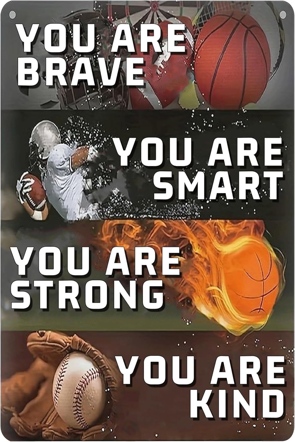 Tin Sign Room Accessories for Teen Boys-Sport Room Decor for Boys,Motivational Wall Decor Sign for Boys Bedroom Gifts 8x12inch